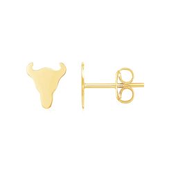 14K Yellow Gold Longhorn Earrings